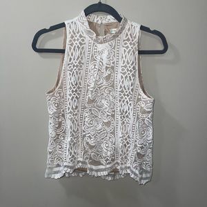 White Lace Sleeveless Shirt
